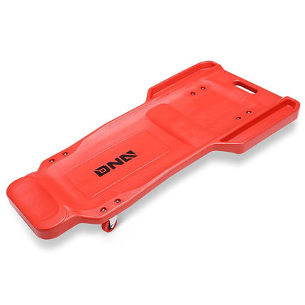 DNA MOTORING 38 Inches Low Profile Plastic Rolling Garage Shop Floor Creeper with Side Pockets & 4pcs Casters, Red, TOOLS-00393