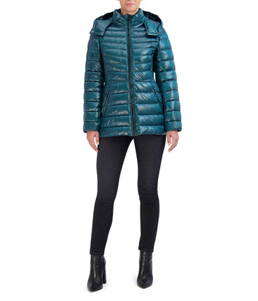 Cole Haan Pearlized Faux Down Jacket with Removabl
