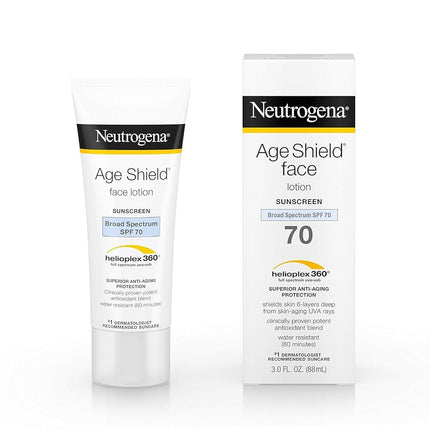 Neutrogena Age Shield Anti-Oxidant Face Lotion Sunscreen, Broad Spectrum Spf 70, Oil-Free Sunscreen, Travel Size 3 Fl. Oz. (Pack of 2)