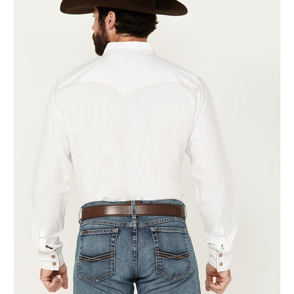 Wrangler Men's Retro Two Pocket Long Sleeve Snap Shirt, White, XXL