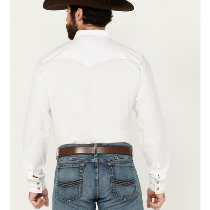 Wrangler Men's Retro Two Pocket Long Sleeve Snap Shirt, White, XXL