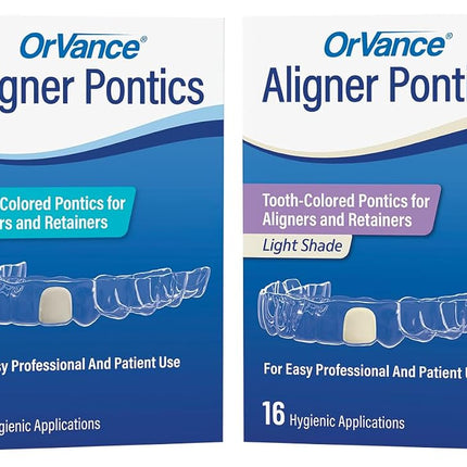 ORVANCE Aligner Pontics - Light Shade (16 Count) | Fills The Space of Missing Teeth in Clear aligners and Retainer Trays