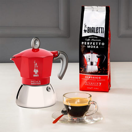 Bialetti New Moka Induction Induction Coffee Maker, 2 Cups, 100 milliliters, Aluminium, Red [Energy Class A+]