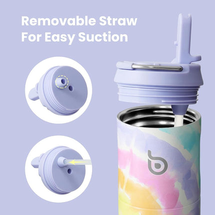 Bottle Bottle Insulated Water Bottle 24oz with Straw Lid and Handle for Sports Travel Gym Stainless Steel Water Bottles Double-Wall Vacuum Metal Leak Proof BPA-Free (Cotton Candy)