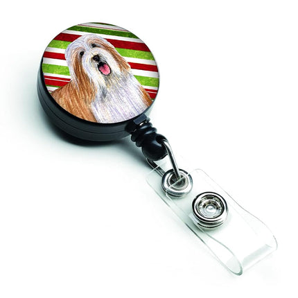 Caroline's Treasures Bearded Collie Candy Cane Holiday Christmas Retractable Badge Reel, Multicolor (LH9240BR)