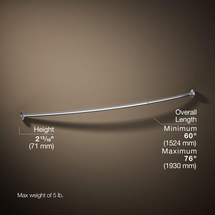 Kohler K-9349-S Expanse Curved Shower Rod-Traditional Design, Polished Stainless