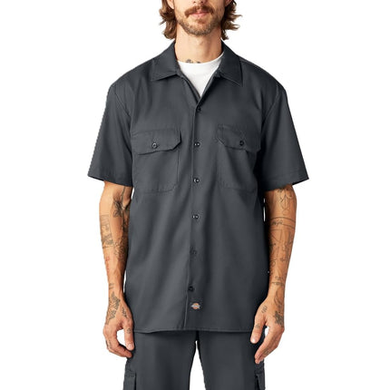 Camisa de trabajo Dickies Flex de ajuste relajado y manga corta para hombre, carbón, XL