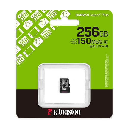 Kingston Canvas Select Plus microSD Memory Card 256GB micSDXC Gen3 150R A1 Single Pack w/o ADP - SDCS3/256GBSP