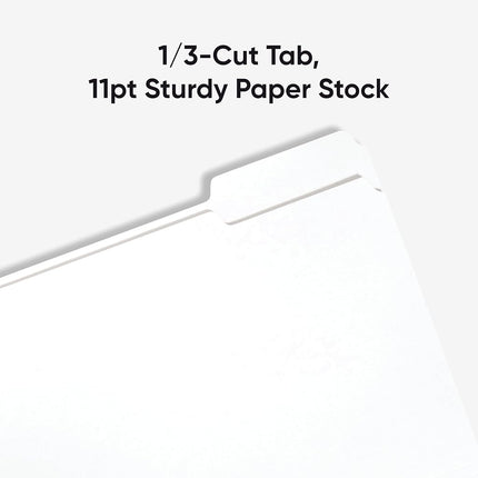 Smead Standard File Folders, 100 Count, White, 1/3-Cut Tabs, Letter Size (12843)
