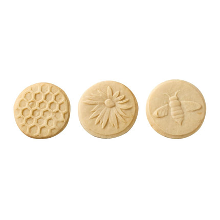 Nordic Ware 01250 Honey Bees Cookie Stamps (Set of 3), Sturdy Cast Aluminium with Removable Hardwood Handles, Silver