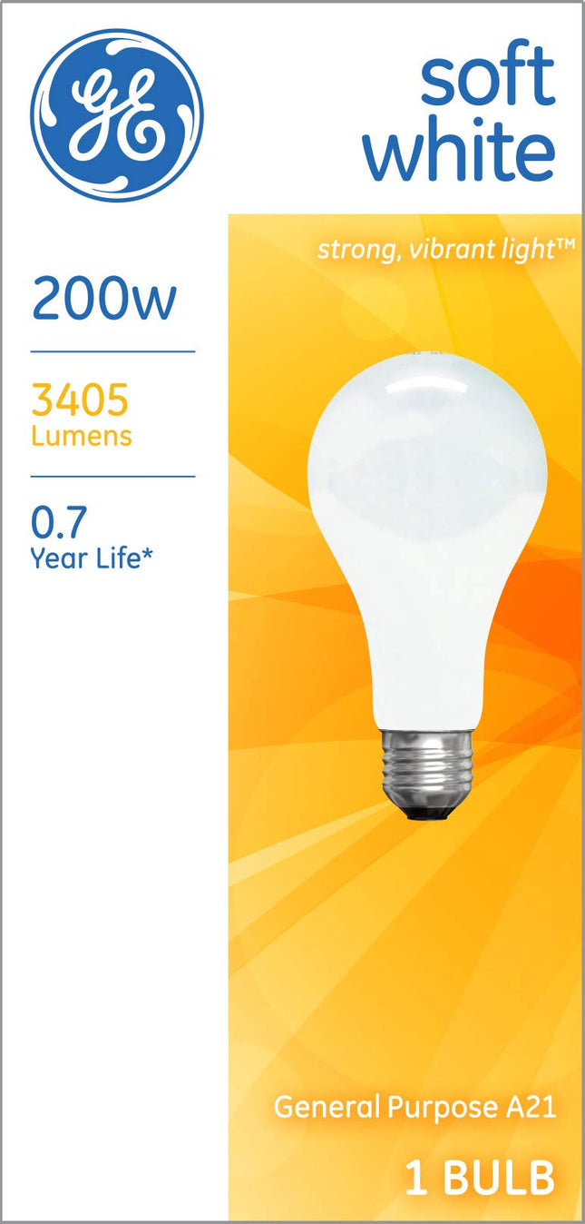 GE Lighting 11585 200-Watt A21, Soft White