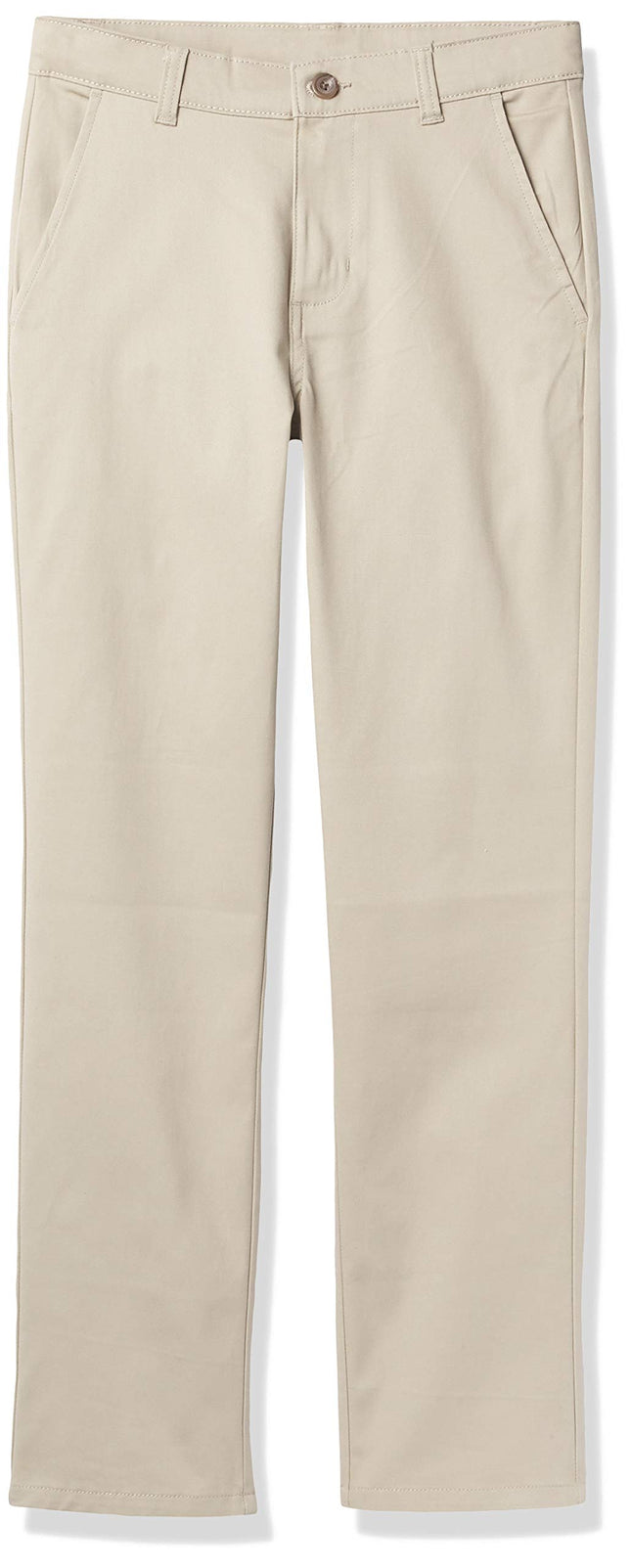 Nautica Boys' Flat Front Stretch Twill Chino Khaki