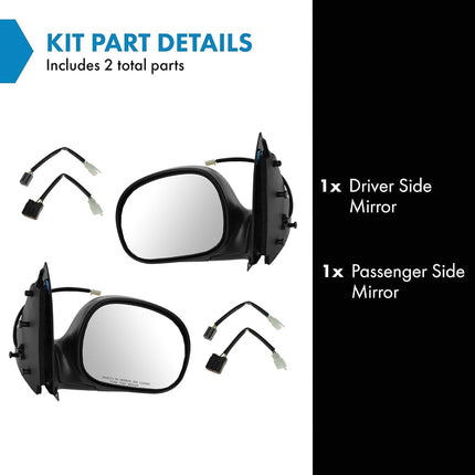 TRQ 2 Piece Driver and Passenger Side Mirror Assembly Set Electric Adjustment Non-Heated No Memory Textured Compatible with 1997 Ford F150 F250 FO1320644 FO1321644
