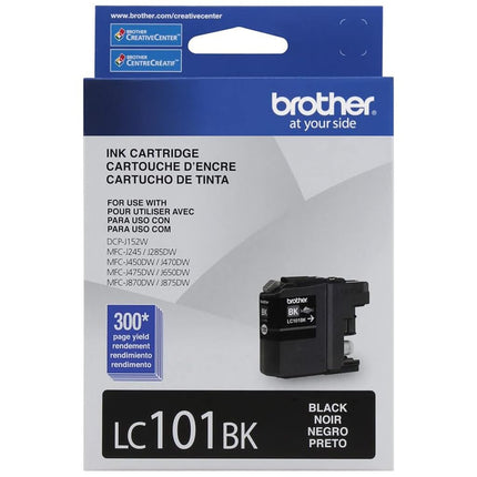 Brother Genuine Standard Yield Black Ink Cartridge, LC101BK, Replacement Black Ink, Page Yield Up To 300 Pages, LC101