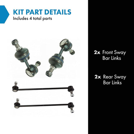 TRQ Front & Rear Sway Bar Stabilizer Link Set Compatible with 2013-2018 Hyundai Santa Fe Santa Fe Sport 2014-2015 Kia Sorento