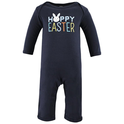 Hudson Baby baby-girls Cotton Coveralls, Hoppy Easter, 0-3 Months