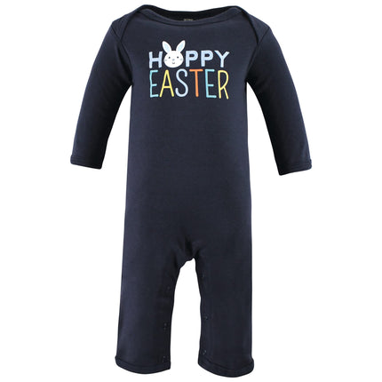 Hudson Baby baby-girls Cotton Coveralls, Hoppy Easter, 0-3 Months