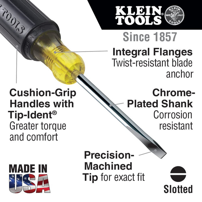 Klein 608-8 1/8-Inch Cabinet 8-Inch Round Shank Tip Miniature Screwdriver