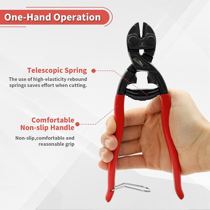 HOUSERAN 8 Inch Mini Bolt Cutters, Small Bolt Cutter with Spring & Recess