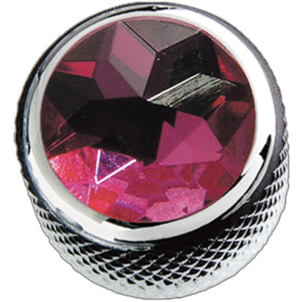Q-Parts Dome Guitar Knob Chrome with Pink Crystal 