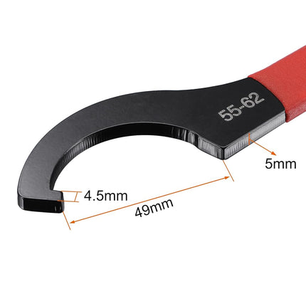uxcell C Hook Spanner Wrench Collet Chuck for 55-62mm Round Nut, with Red Non-slip Handle 2pcs