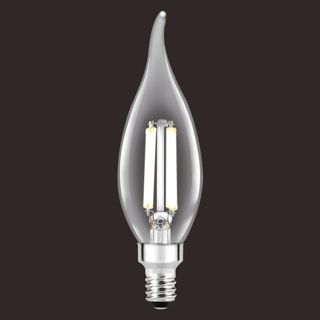 SYLVANIA B10 Clear LED White Filament Bulb, 5.5W, Dimmable, 500 LMS, Medium Base, 5000K, Daylight - 4 Pack (42255)