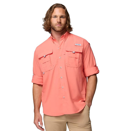 Columbia Men's PFG Bahama II Long Sleeve Shirt, Melonade, XS