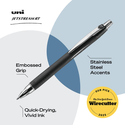 uni-ball Jetstream RT Ballpoint Pens, Fine Point (0.7mm), Black, 12 Count
