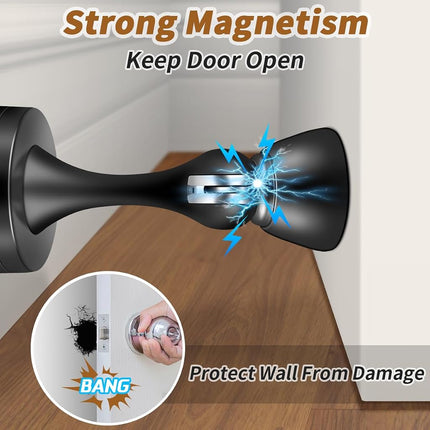 KOLAKO Magnetic Door Stopper, 3 Pack Black Door Stops, Wall Floor Mount Magnetic Door Catch Heavy Duty Magnet Stainless Steel Doorstops Keep Door Open, Oil Rubbed