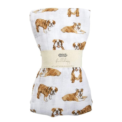 Mud Pie Bulldog Print Muslin Baby Swaddle Blanket, 47" x 47" (12140053)