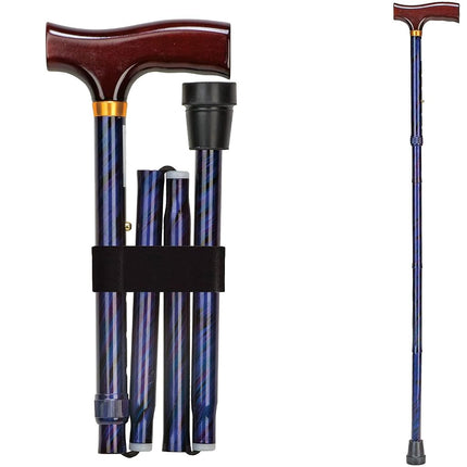Folding Cane, Derby Handle Walking Stick, Adjustab