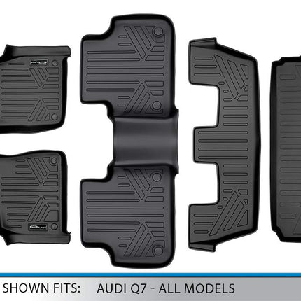 SMARTLINER Tapis de sol sur mesure 3 rangées et tapis de coffre derrière la 3ème rangée pour Audi Q7 / SQ7 2017-2025