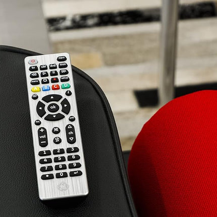 GE Universal Remote Control for Samsung, Vizio, LG, Sony, Sharp, Roku, Apple TV, TCL, Panasonic, Smart TVs, Streaming Players, Blu-ray, DVD, 4-Device, Silver, 33709