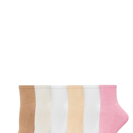 HUE Women's Mini Crew Socks (6-Pack), Beauty - 6 P