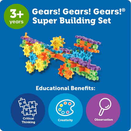 Learning Resources Gears! Gears! Gears! Super Building Set, Gears & Construction Toy, STEM Toys, Gears for Kids