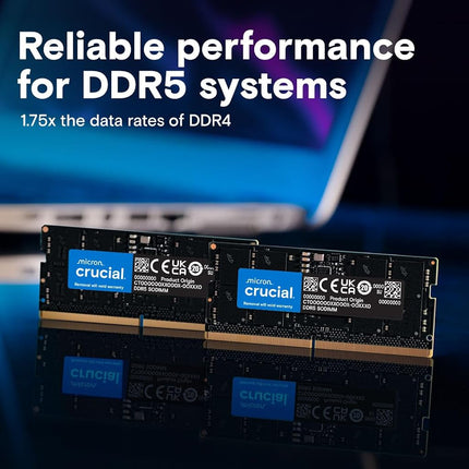 Crucial DDR5 RAM 16GB 4800MHz SODIMM, Laptop Computer Memory, Mini PC, CL40 - CT16G48C40S5