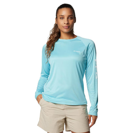 Columbia womens Tidal Tee Ii Long Sleeve, Clear Blue/White Logo, XXL