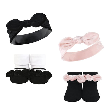 Hudson Baby Conjunto de diadema y calcetines para bebés, nudo de terciopelo, 0-9 meses