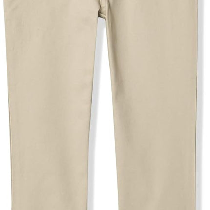 French Toast Boys' Adjustable Waist Straight Fit Stretch Twill Chino Pant, School Uniform Khaki, 16 Husky