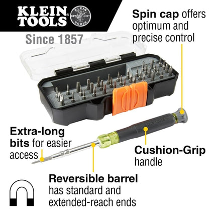 Klein Tools 32717 Precision Screwdriver Set with Case, All-in-One Multi-Function Repair Tool Kit Includes 39 Bits for Apple Products