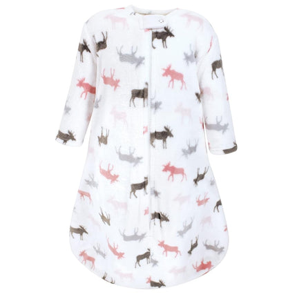 Saco de dormir, saco, manta de felpa unisex Hudson Baby, alce rosa de manga larga, 18-24 meses