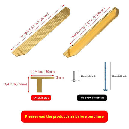 BaiNong Brass Cabinet pulls Brushed Drawer pulls Modern Gold Cabinet pulls Cabinet Handles Drawer Handles for Dresser Closet (4Pack-9.8inch Polygon)