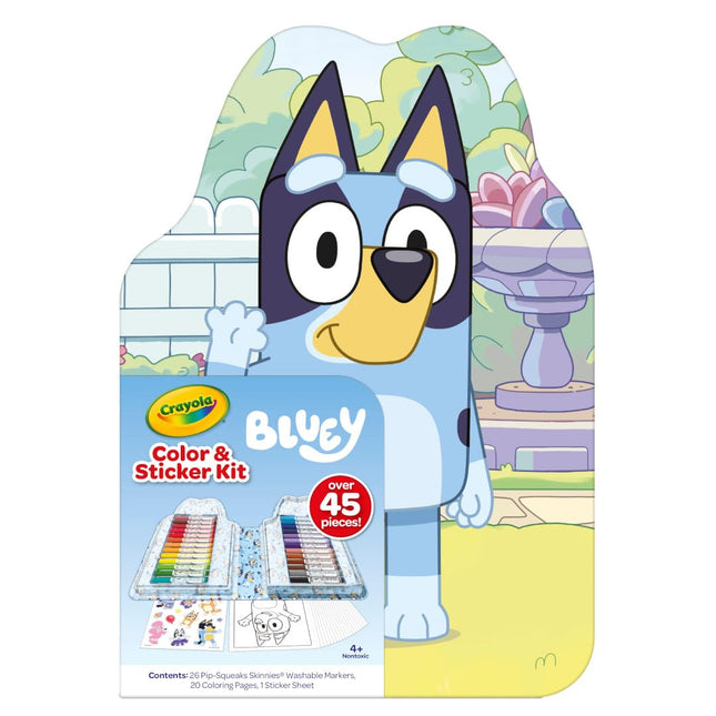 Crayola Bluey Art Kit for Kids (45pcs), Bluey Coloring Book Pages & Stickers for Kids, Arts & Crafts Set, Toys for Girls & Boys, Gift, 4+