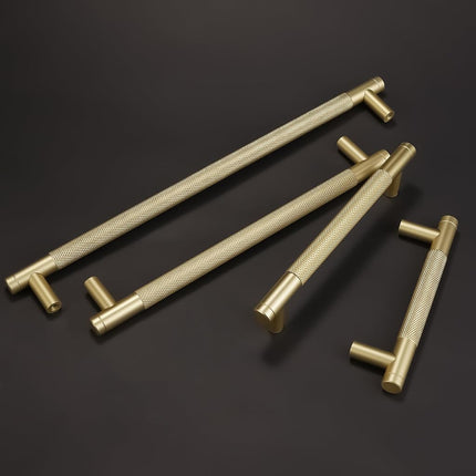COTYKILEY 10 Pack 7 Inch(177mm) Brushed Brass Cabinet Handles Gold Knurled Kitchen Cabinet Pulls Cabinet Door Handles Kitchen Cabinet Hardware