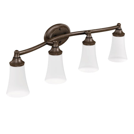 Moen YB2864ORB Eva Applique de salle de bain à 4 lumières à montage double avec verre dépoli, bronze frotté à l'huile