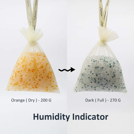 wisedry [ 5 LBS ] Silica Gel Beads Reusable Color Indicating Rechargeable Desiccant Bulk with 10 Pcs Organza Drawstring Bags