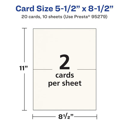 Avery Printable Rectangle Invitation Cards, 5.5" x 8.5", Ivory Cardstock, Laser/Inkjet Cards, 20 Total
