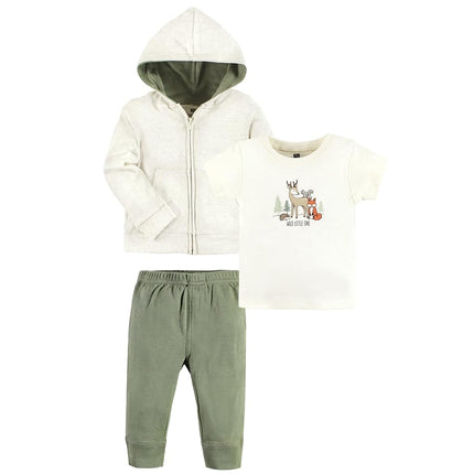 Ensemble Bébé Hudson composé d'un sweat à capuche en coton, d'un body ou d'un t-shirt et d'un pantalon, animaux de la forêt, taille 5 ans