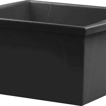 Storex 4 Gallon Storage Bin – Plastic Classroom Organizer for Books and Supplies, Black, 6-Pack (61466U06C)