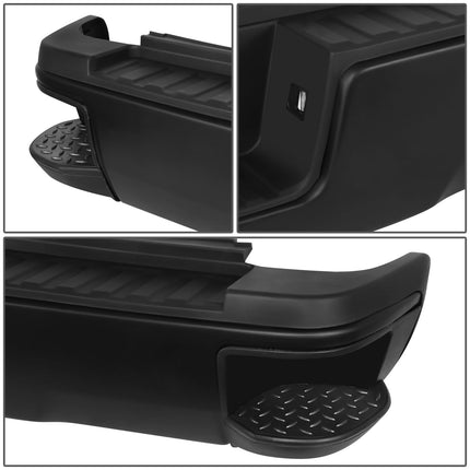DNA MOTORING Rear Bumper Compatible with 15-19 Silverado/Sierra 2500HD 3500HD, With Single Rear Wheels, Black, STEPBUM-10053